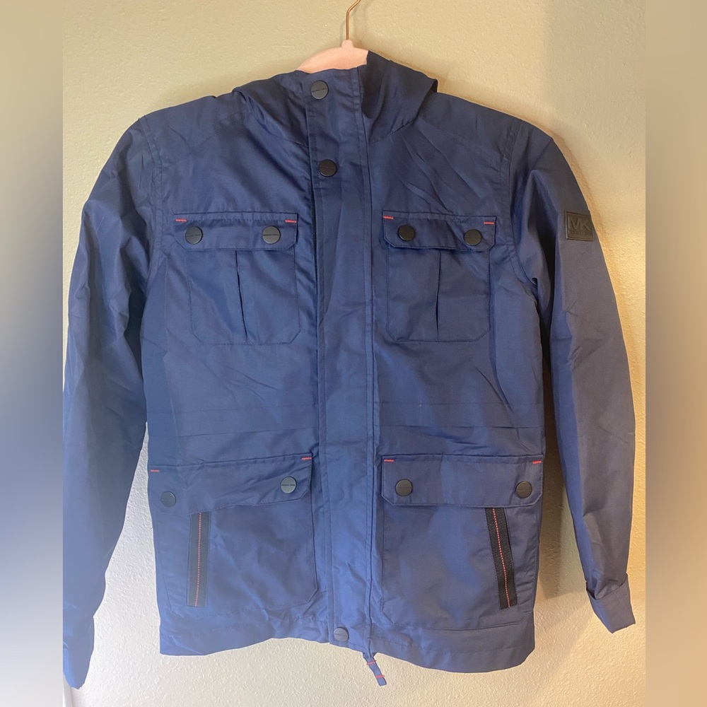 Boys size 10/12 Michael Kors navy blue multi pocket lined jacket